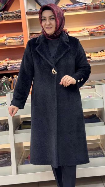 Gold Düğmeli Kaban Siyah/92191