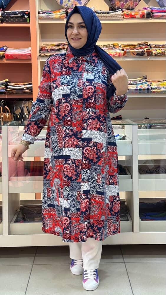 Şura - Gömleği Etnik Desenli Takım Kırmızı/60621