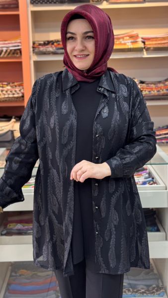 Gömleği Jakarlı İçli Dışlı Takım Siyah/41671