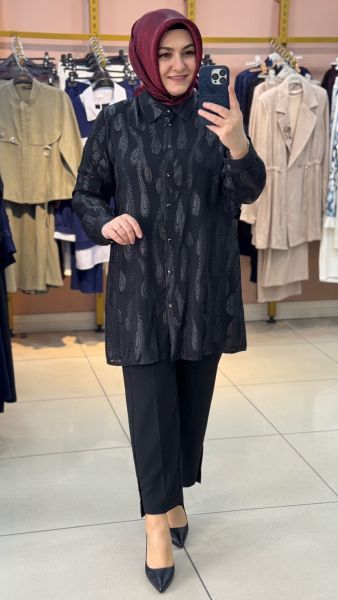 Gömleği Jakarlı İçli Dışlı Takım Siyah/41671