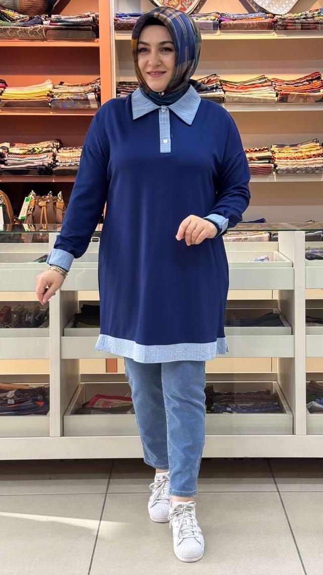 Kado - Gömlek Yaka Tunik İndigo/257268