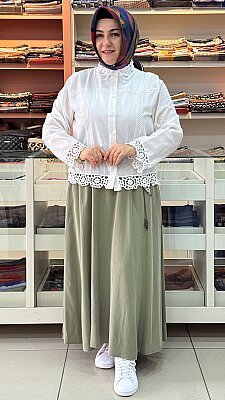 Ekru - Güpür Detaylı Gömlek Ekru/ 3469