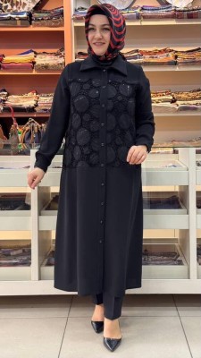 Haya - Güpürlü Tunik Siyah/1665