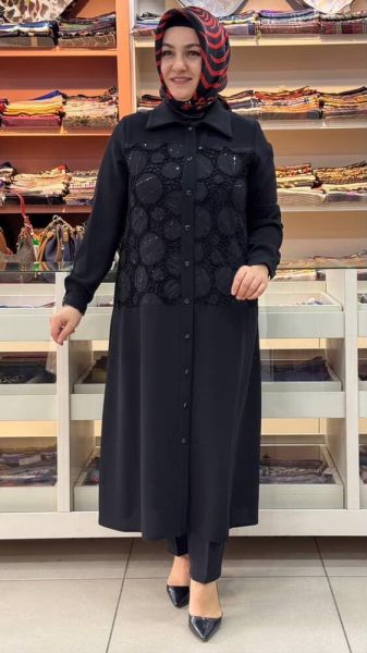 Güpürlü Tunik Siyah/1665