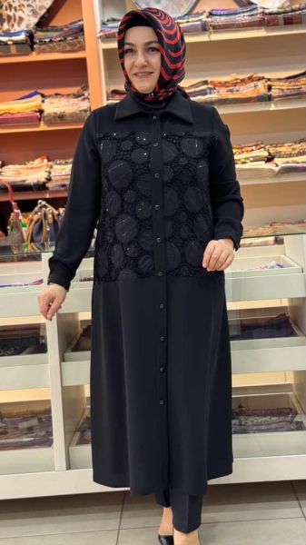 Güpürlü Tunik Siyah/1665