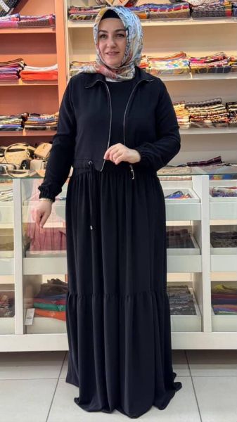 İçi Kolsuz Üstü Ceketli Elbise Siyah /53421