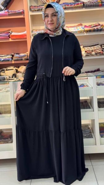 İçi Kolsuz Üstü Ceketli Elbise Siyah /53421