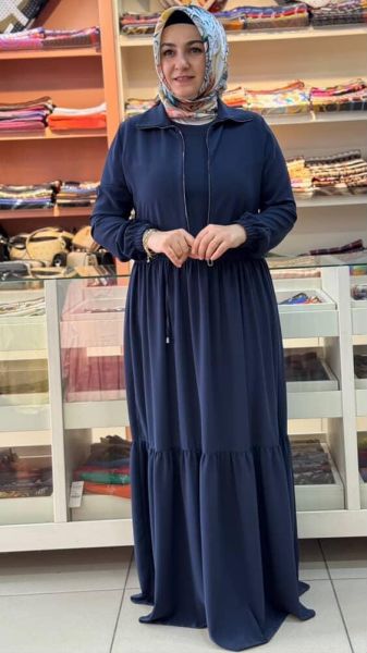 İçi Kolsuz Üstü Ceketli Elbise Petrol /53421