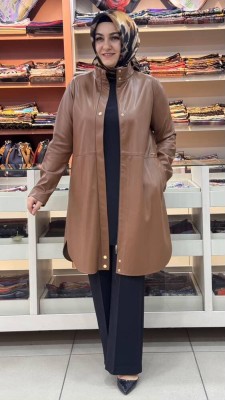 İçi Nubuk Kaplı Deri Ceket Taba/24138 - Thumbnail