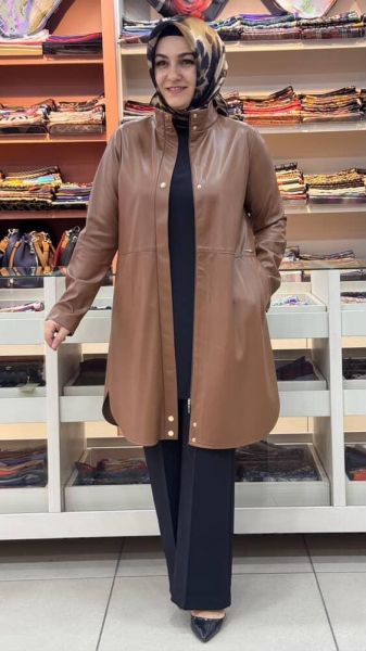 İçi Nubuk Kaplı Deri Ceket Taba/24138