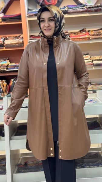 İçi Nubuk Kaplı Deri Ceket Taba/24138