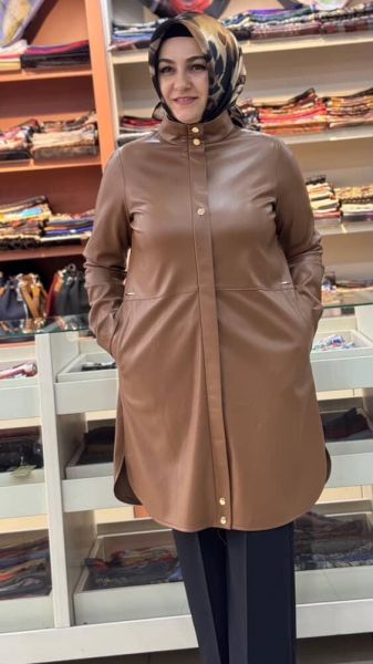 İçi Nubuk Kaplı Deri Ceket Taba/24138