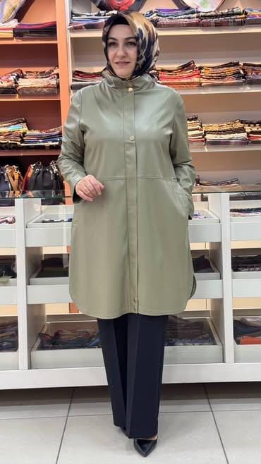 Esswap - İçi Nubuk Kaplı Deri Ceket Haki/24138