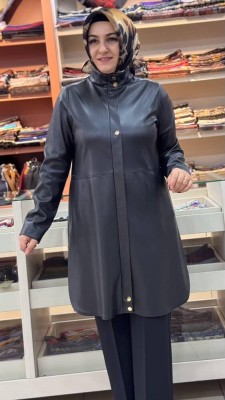 Esswap - İçi Nubuk Kaplı Deri Ceket Siyah/24138