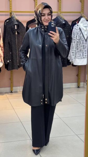 İçi Nubuk Kaplı Deri Ceket Siyah/24138