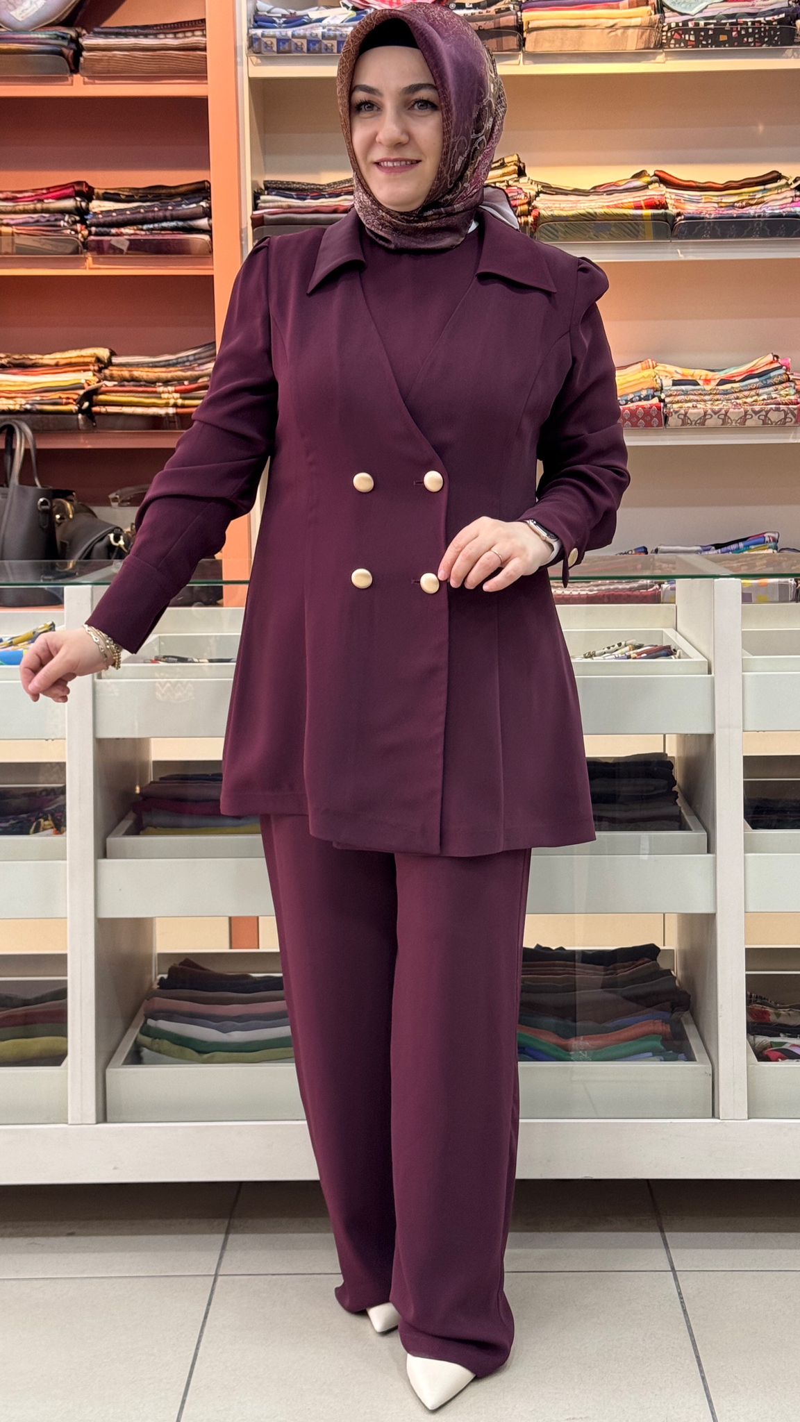 Esswap - İçlikli Kruvaze Üçlü Takım Bordo/2617267 