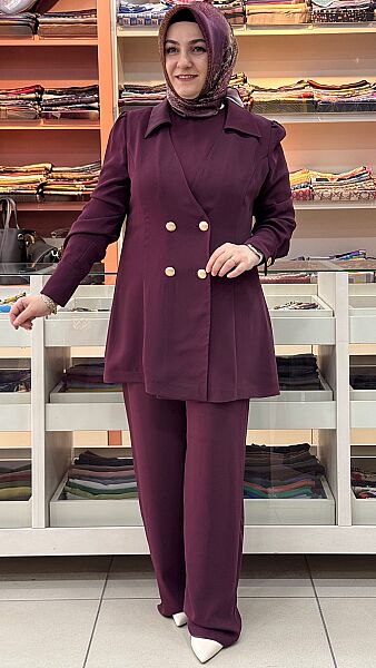 İçlikli Kruvaze Üçlü Takım Bordo/2617267 