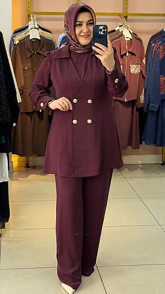 İçlikli Kruvaze Üçlü Takım Bordo/2617267 