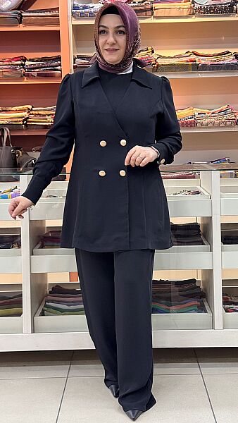 İçlikli Kruvaze Üçlü Takım Siyah/2617267