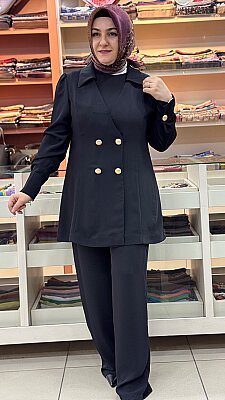 İçlikli Kruvaze Üçlü Takım Siyah/2617267 - Thumbnail