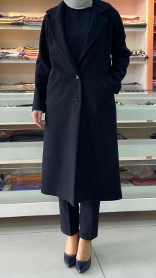  - İki Düğmeli Kaşe Kaban Siyah /1747