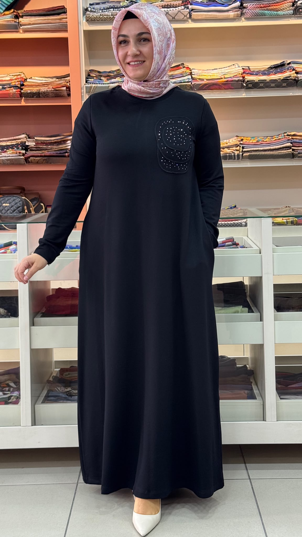 Kado - İki İplik Cepli Penye Elbise Siyah / 268256 