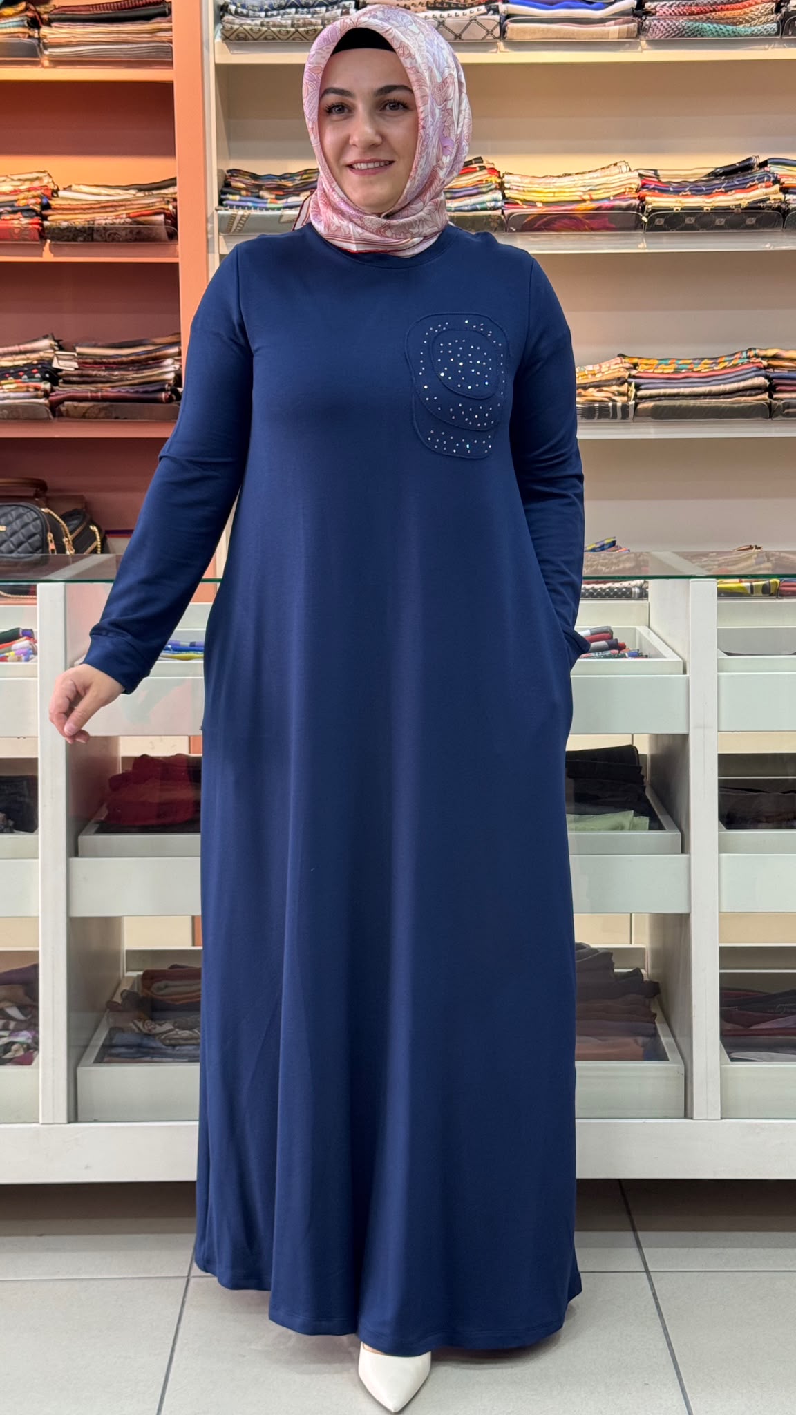 Kado - İki İplik Cepli Penye Elbise Lacivert / 268256 