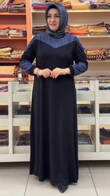 Şura - İki İplik Kot Karışımlı Elbise Siyah/9182