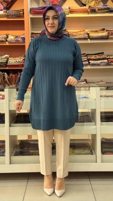  - İnce Çizgili Merserize Triko Tunik Nefti/1825
