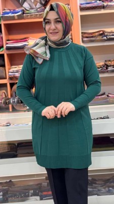 Işın Çizgili Triko Tunik Zümrüt/3190 - Thumbnail