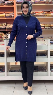  - Jakar Desenli Triko Hırka Lacivert /3198