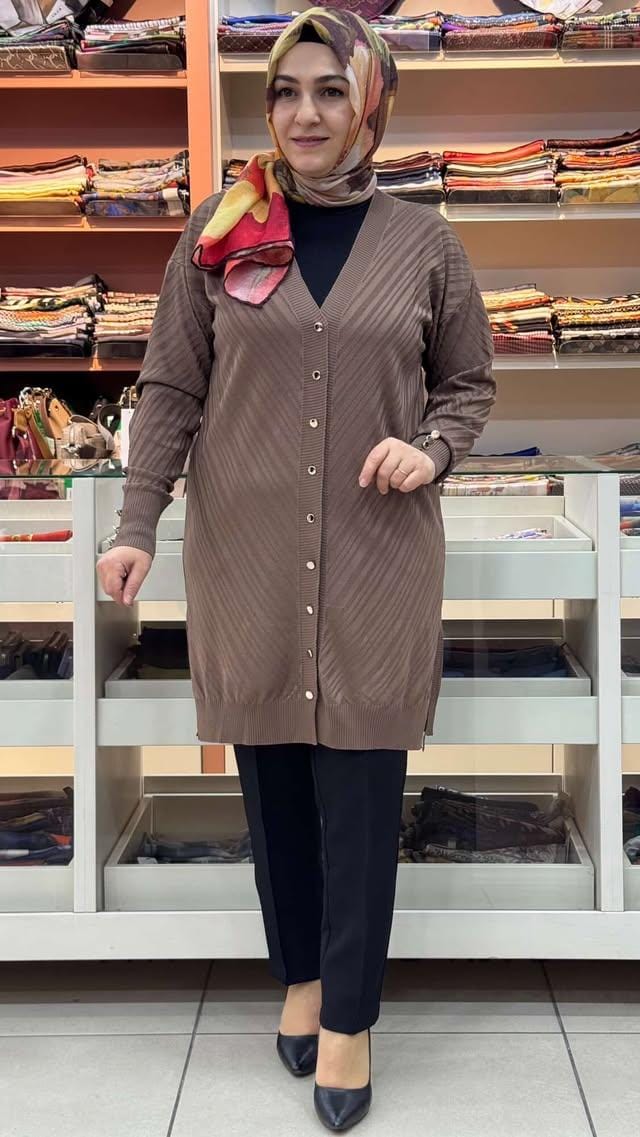  - Jakar Desenli Triko Hırka Kahve/3198