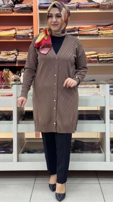  - Jakar Desenli Triko Hırka Kahve/3198