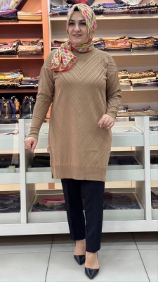  - Jakar Desenli Triko Tunik Sütlü Kahve/3192