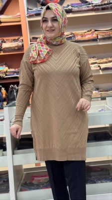 Jakar Desenli Triko Tunik Sütlü Kahve/3192 - Thumbnail