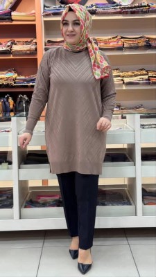  - Jakar Desenli Triko Tunik Vizon/3192