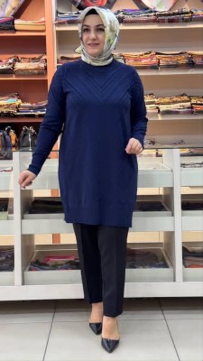  - Jakar Desenli Triko Tunik Lacivert/3192