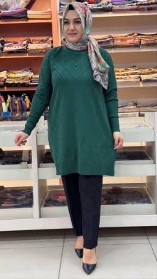 Jakar Desenli Triko Tunik Zümrüt/3192 - Thumbnail