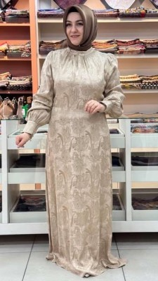 Gaze - Jakarlı Elbise Bej/5095