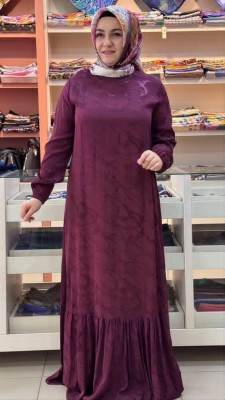 Janset - Jakarlı Elbise Bordo/83571