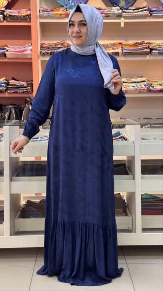 Jakarlı Elbise İndigo/83571
