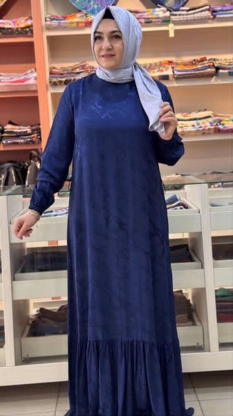 Jakarlı Elbise İndigo/83571