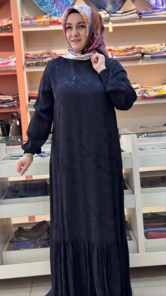 Jakarlı Elbise Siyah/83571