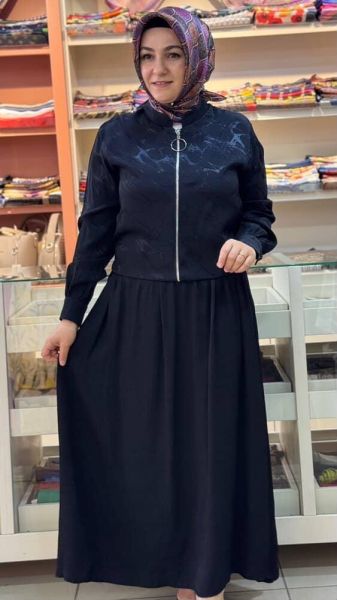Jakarlı Etekli Takım Siyah/3933