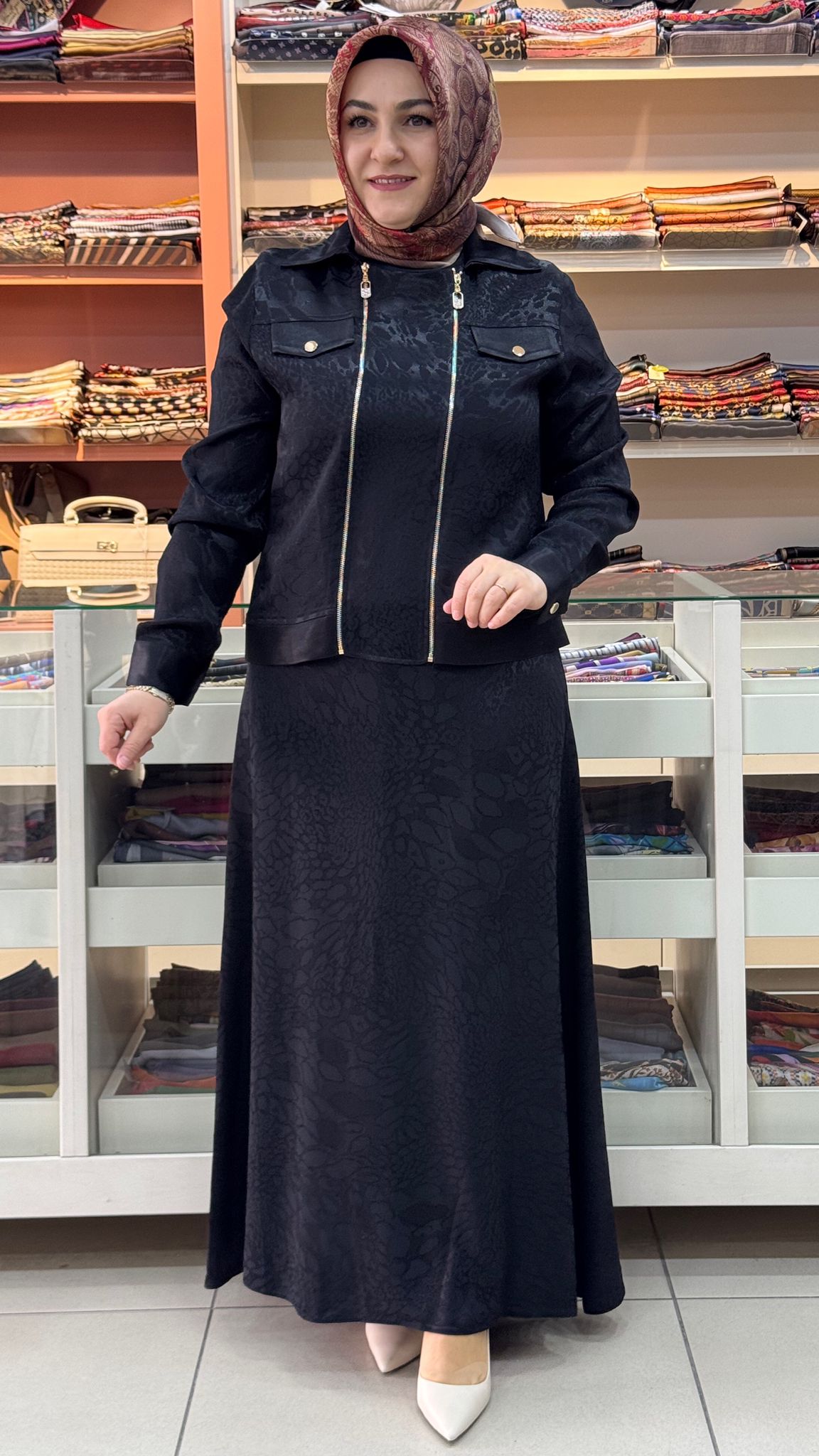 Dua&MisS - Jakarlı Fermuarlı Elbise Siyah/30281