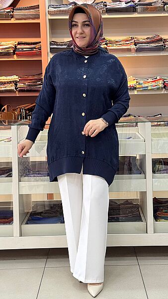 Jakarlı Tunik Lacivert/26864 