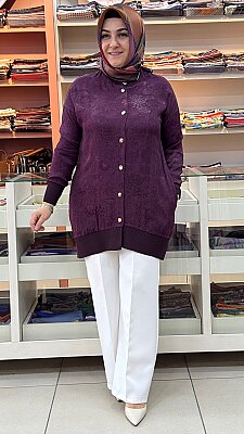 Kado - Jakarlı Tunik Mürdüm/26864 