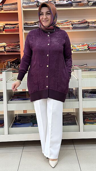 Jakarlı Tunik Mürdüm/26864 