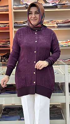 Jakarlı Tunik Mürdüm/26864 - Thumbnail