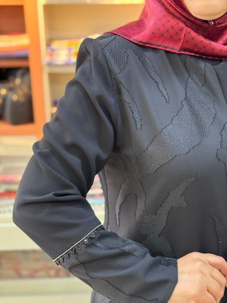 Jakarlı Zincir Detaylı Kap Siyah/5456